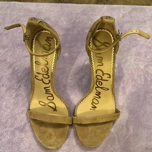 Sam Edelman Stiletto Heels. Size: 7.5 M. Tan Suede 4 1/5 inches.